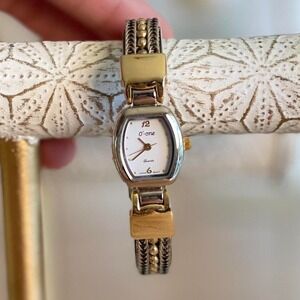 Vintage O One Two Tone Gold Silver Bangle Bracelet Elegant Watch Women's